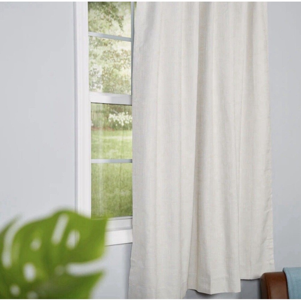 allen + roth 84-in Cream Blackout Thermal Lined Back Tab Single Curtain Panel - Picture 4 of 6